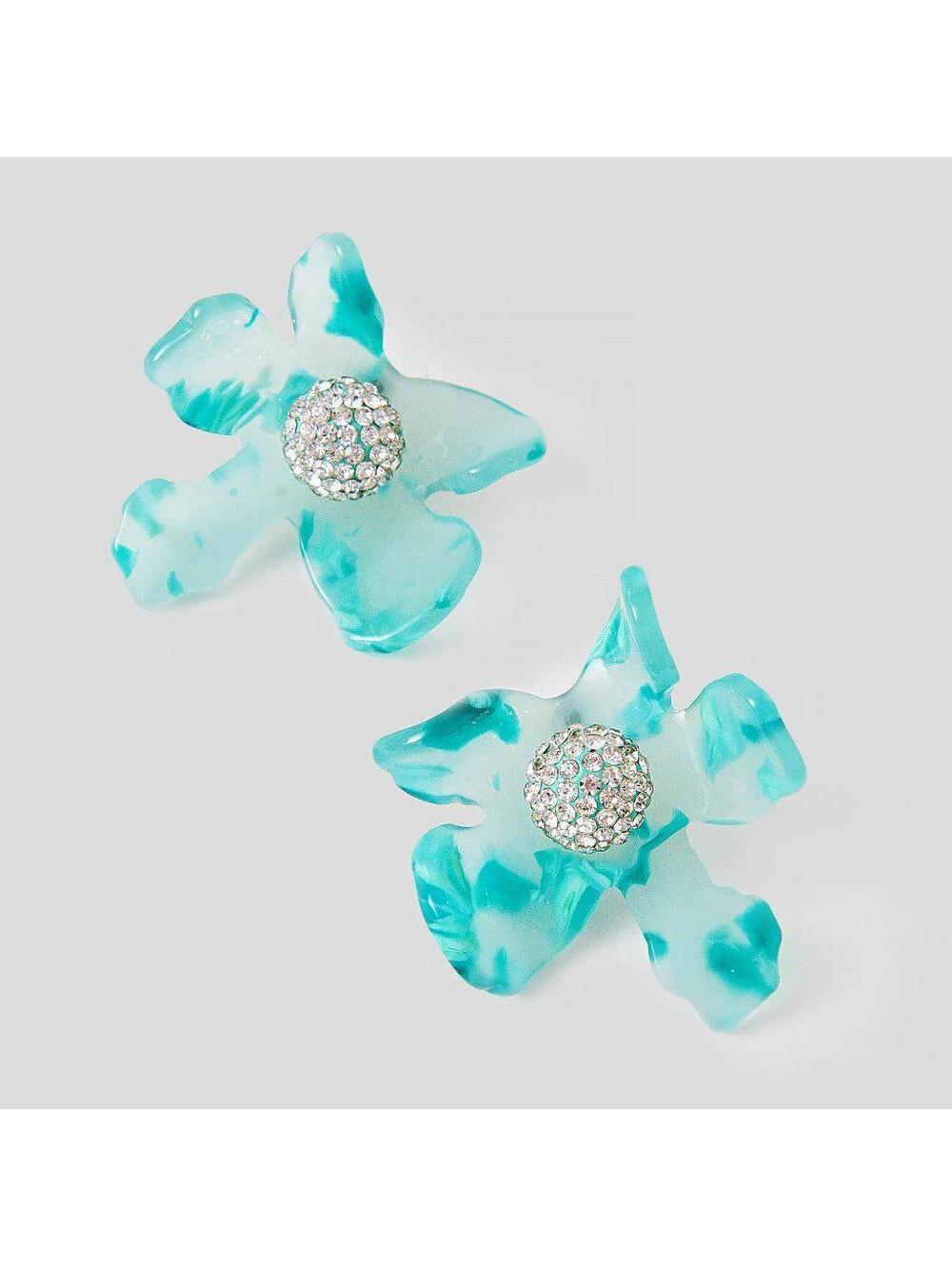 Lele Sadoughi Crystal Lily Button Earrings Emerald